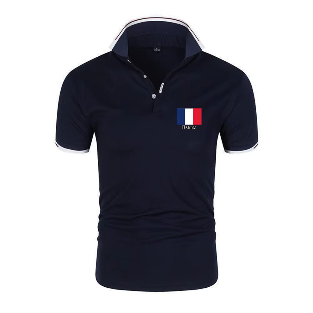 Nouveau Polo Décontracté Respirant en Coton Imprimé Drapeau FRANCE 2026 pour Homme – Six Couleurs Tendance pour l'Équipe de Football