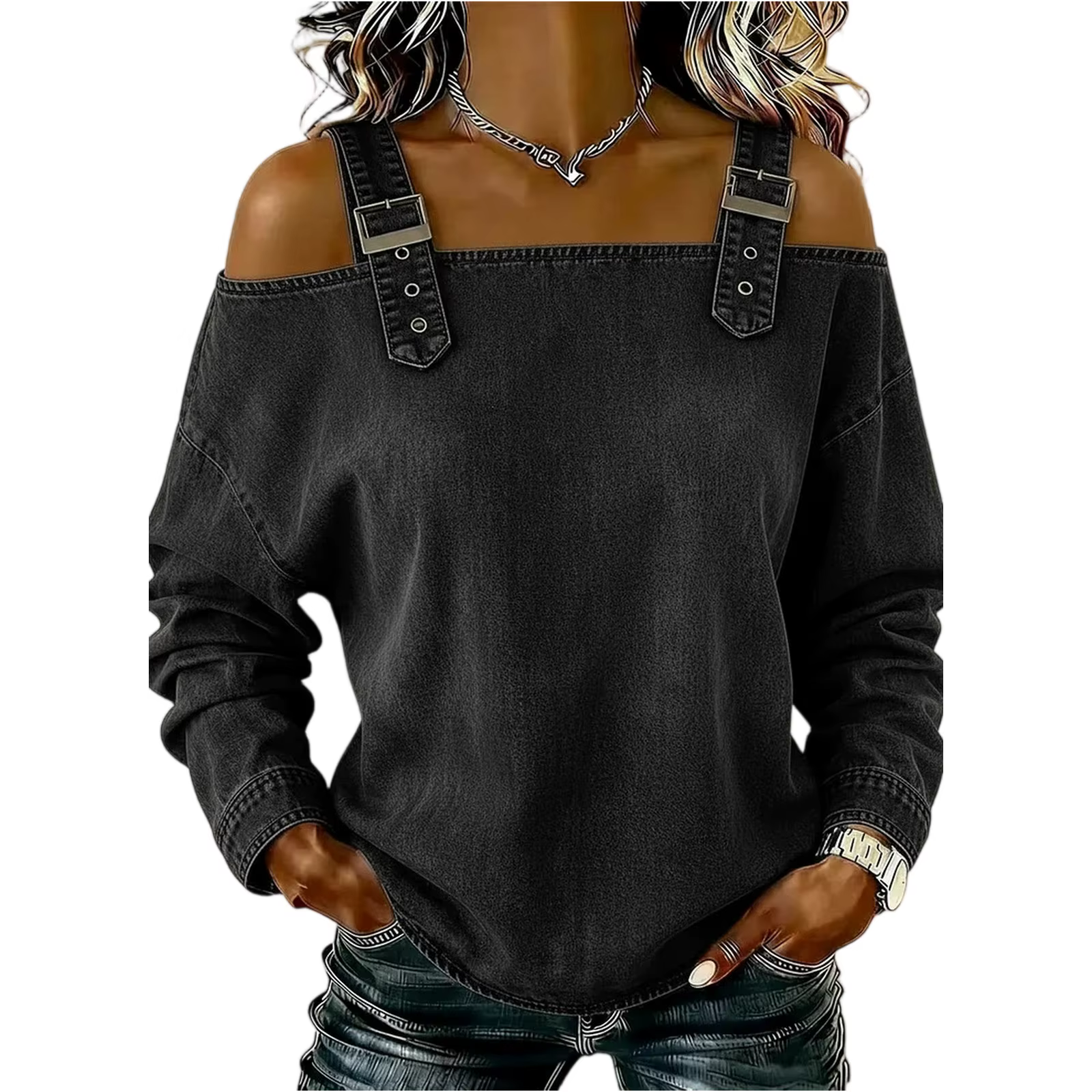 Haut en jean pour femme