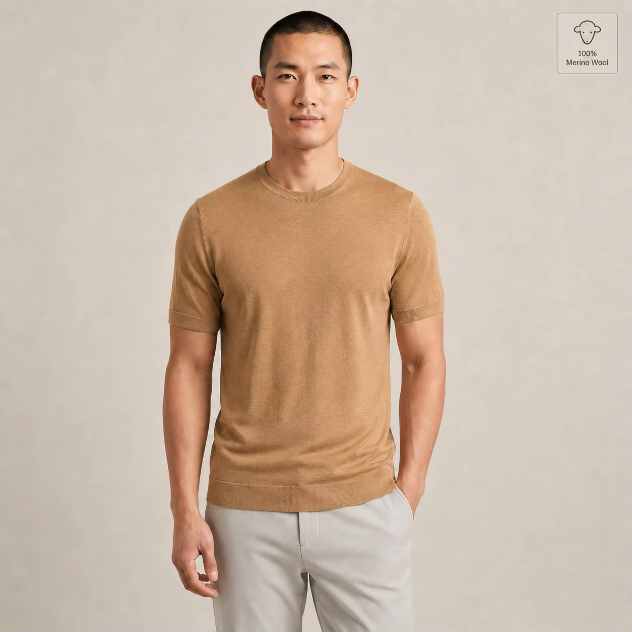 T-shirt Homme 100% Laine Mérinos à Manches Courtes