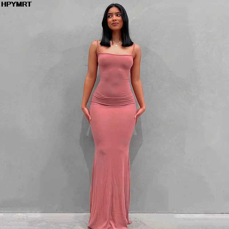 Robe longue en Satin sans manches