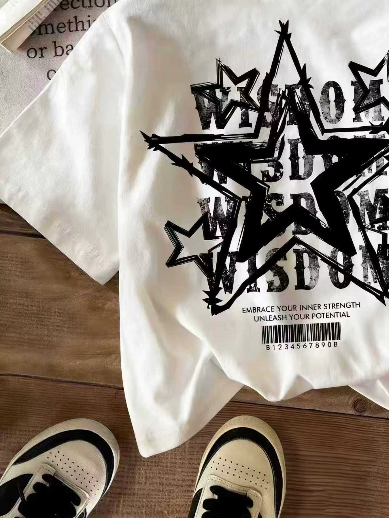 T-shirt pour enfants, motif étoile et lettres imprimées