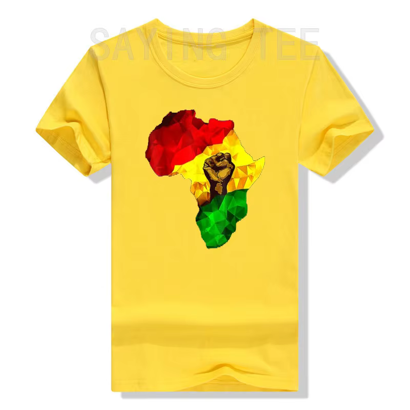 Carte d'afrique main montante Juneteenth fierté africaine jour de la liberté T-Shirt histoire noire vêtements