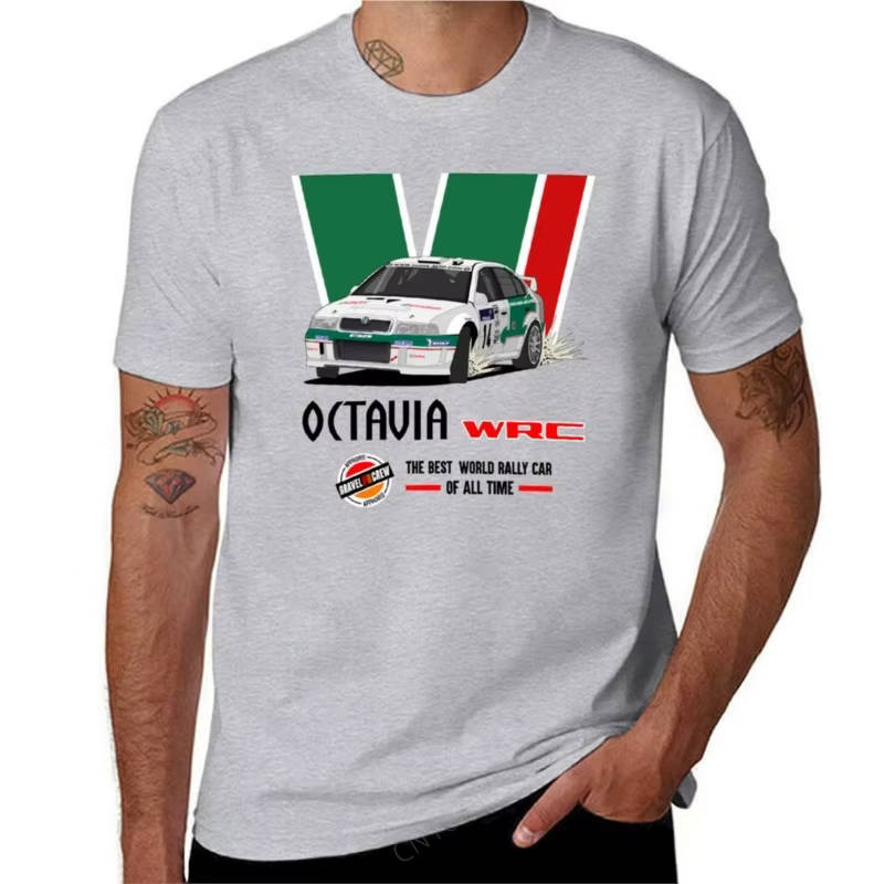 Octavia WRC version blanche T-Shirt douane fans de sport hommes t-shirts graphiques