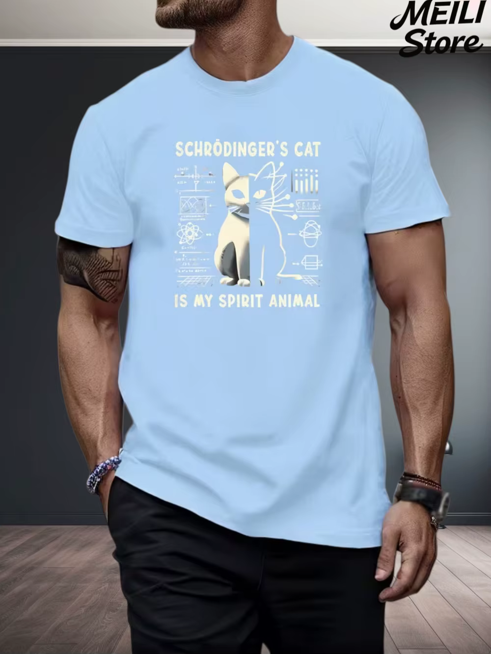 Schrodinger chat Design hommes T-Shirt été décontracté amusant 3D imprimé ample mode haut surdimensionné Science amant