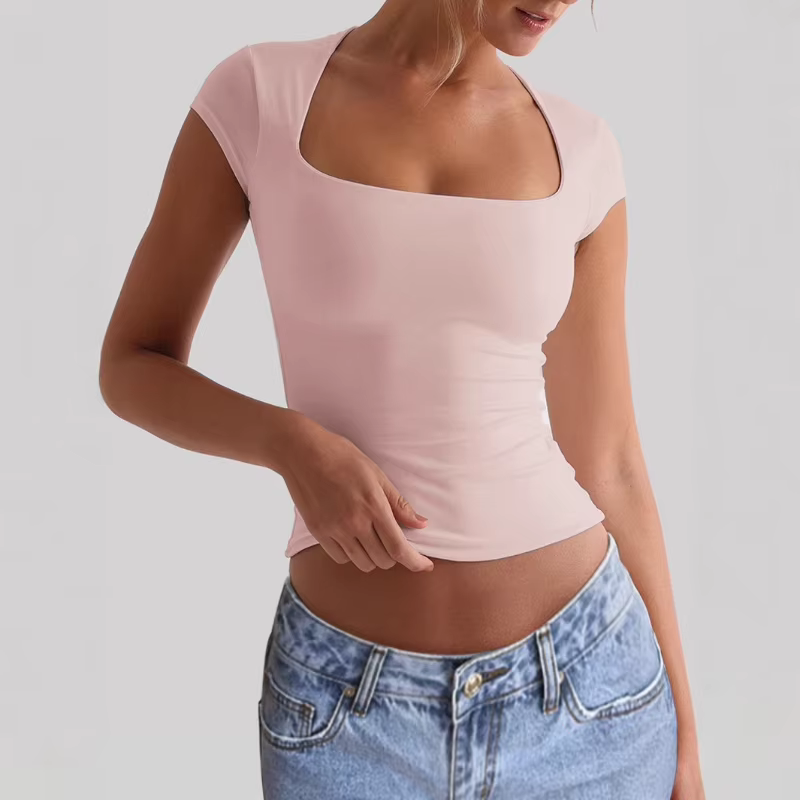 T-shirt de sport extensible et ajusté pour femmes, été 2026