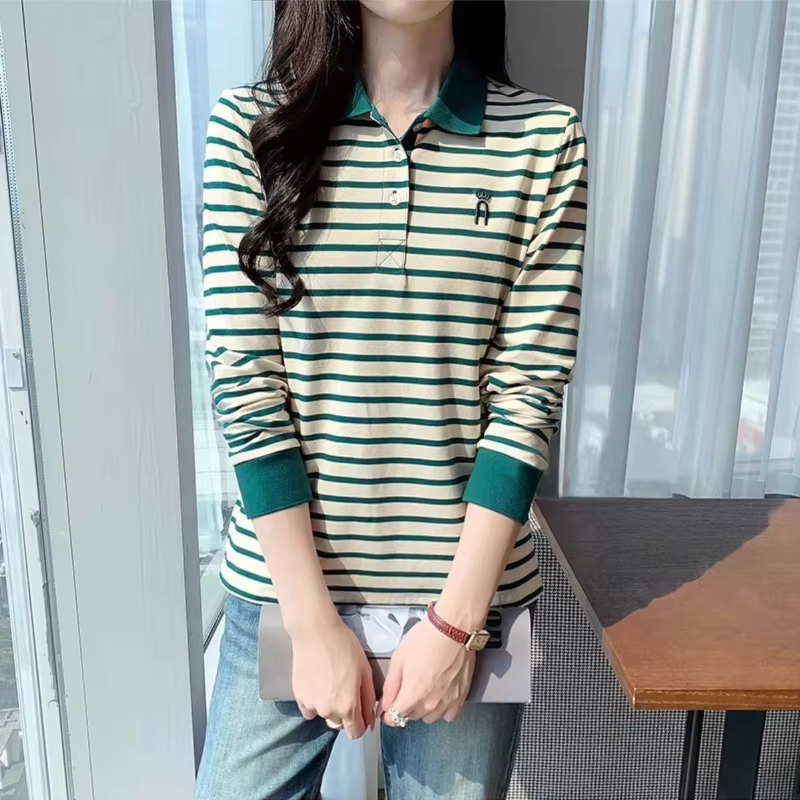Polo rayé pour femmes, 100% coton