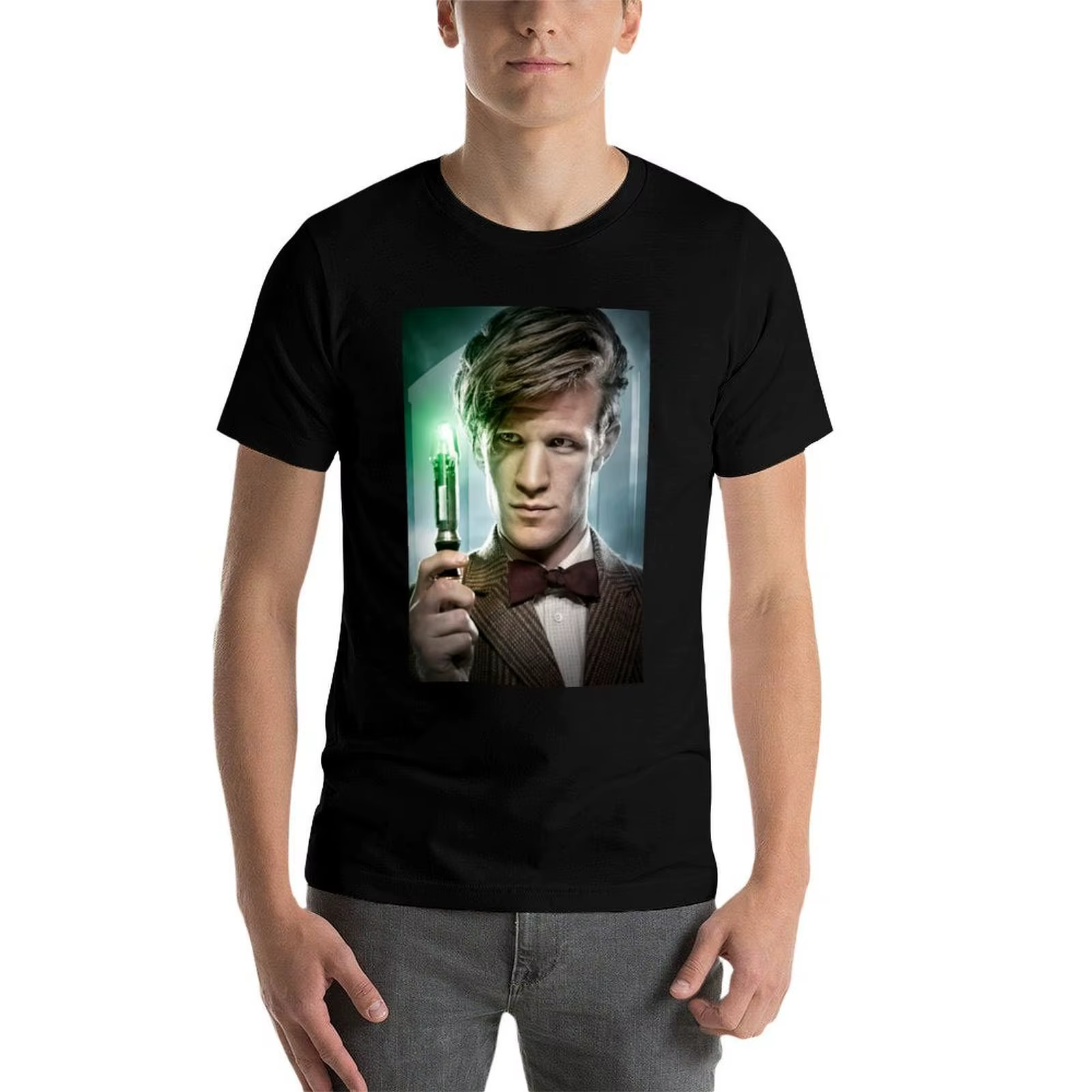 T-shirt Matt Smith avec imprimé simple en ligne de style art déco