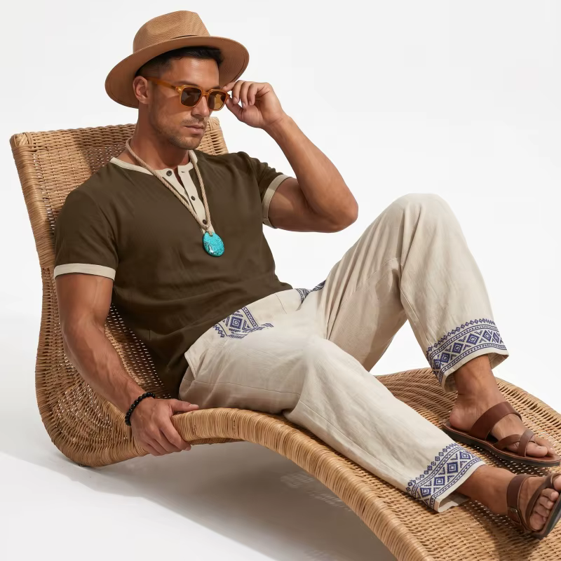 Chemise Henley d'été pour hommes
