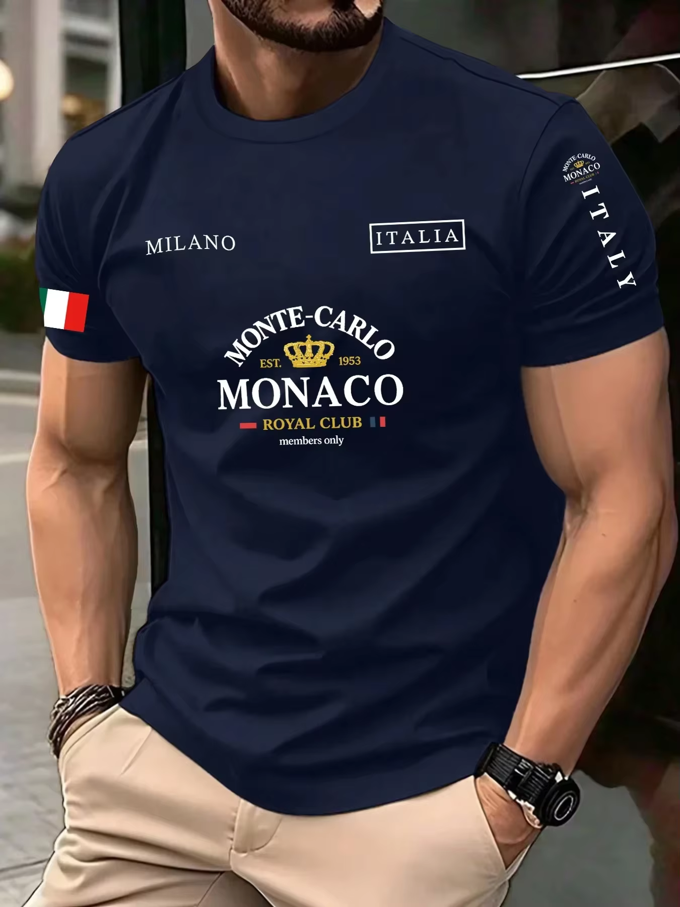 Nouvelle Arrivée 2026 – T-shirt Décontracté Homme à Imprimé 3D Lettres Monaco