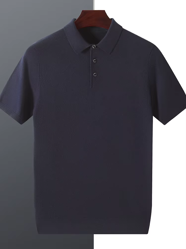 2025 mûrier soie laine pull col Polo pulls hommes ample surdimensionné S-3XL tricoté bas chemise été nouveau décontracté