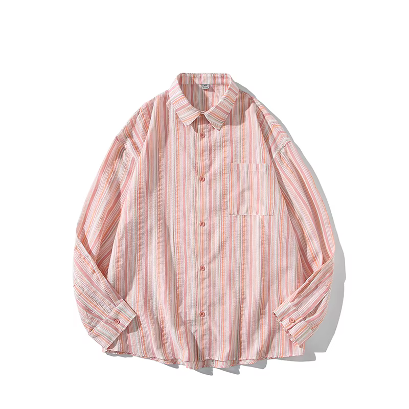 Chemise à manches longues rayée à boutons