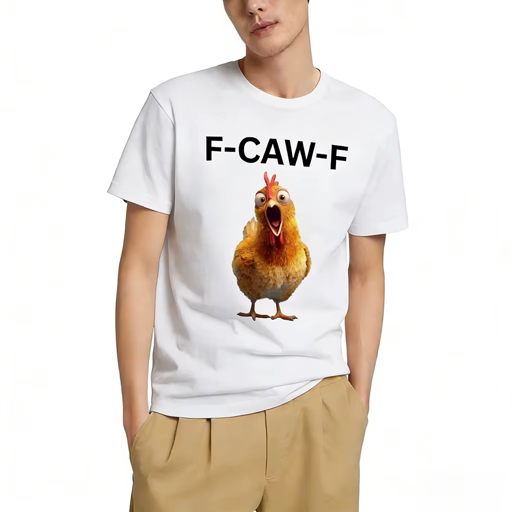 T-shirt manches courtes col rond pour hommes et femmes, imprimé poulet drôle f-chaw-f, décontracté, respirant, graphique de dessin animé