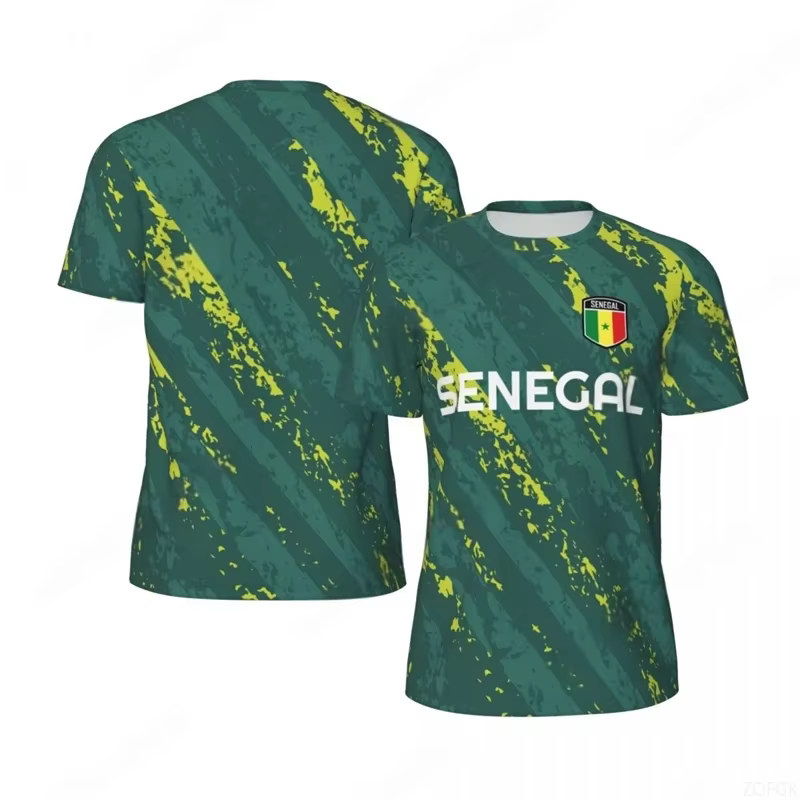 Mode drapeau du sénégal graphique Football T-shirts pour hommes tendance 3D emblème national imprimé sport