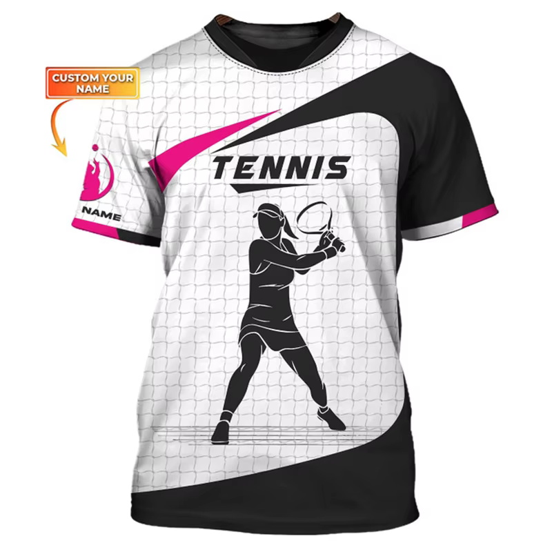 Nom personnalisé balle de Tennis graphique T-shirt hommes femmes Sport mode rue