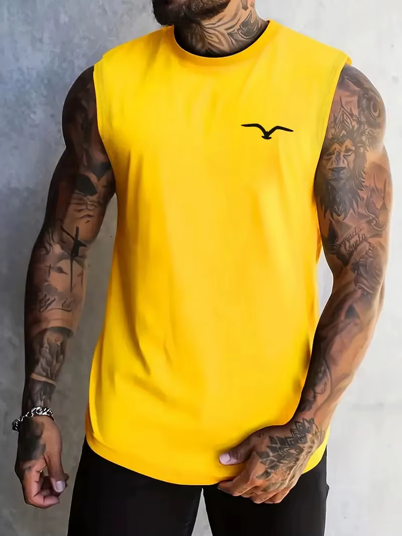 T-shirt sans manches à col rond pour hommes