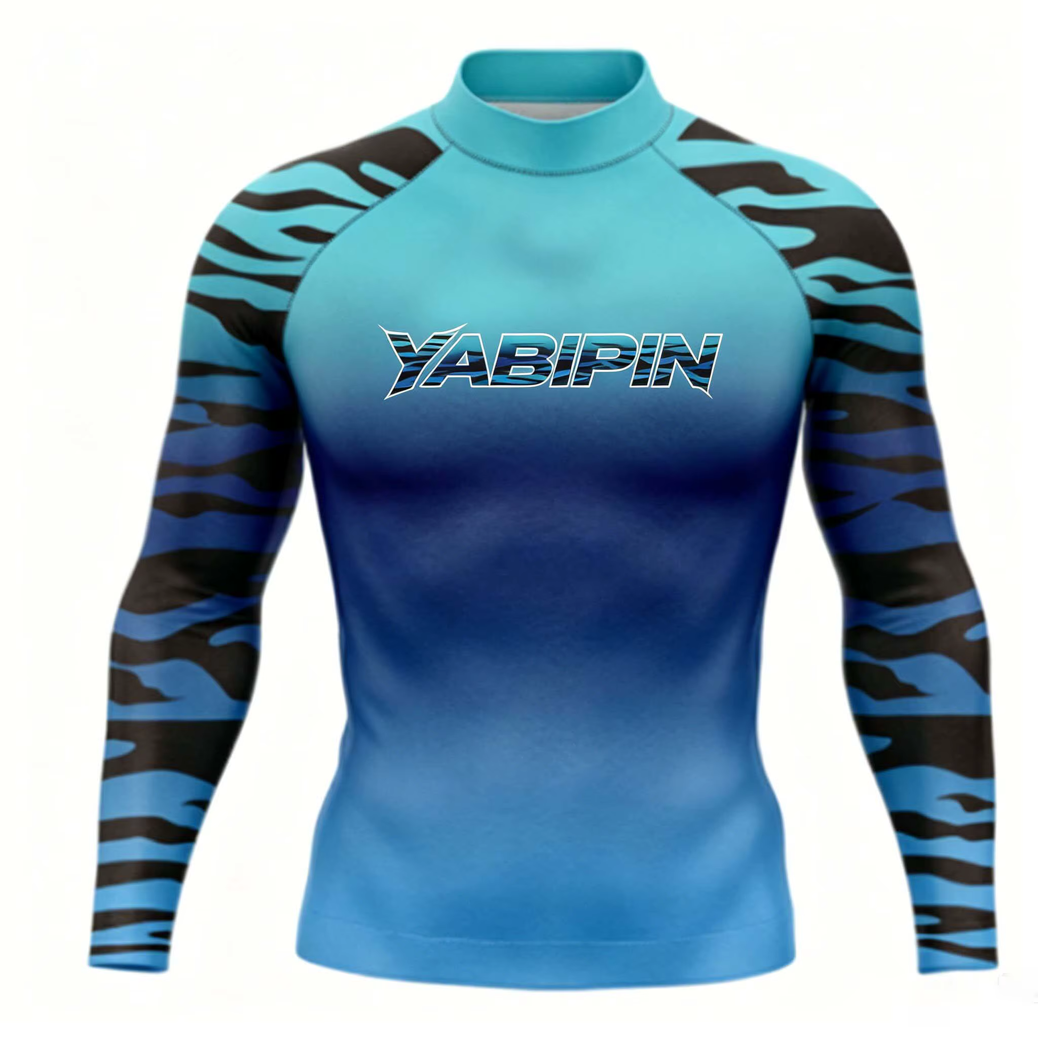 Rashguard à manches longues à séchage rapide pour homme avec col montant – T-shirt de plage anti-UV