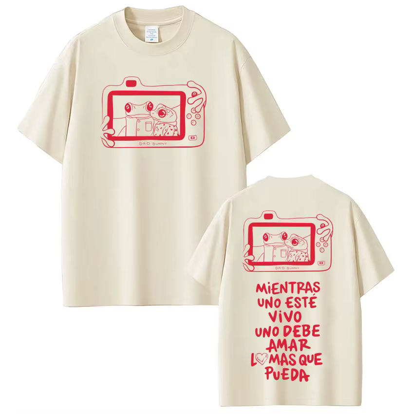 T-shirt imprimé Rapper Bad Bunny Tour 2026 pour hommes et femmes