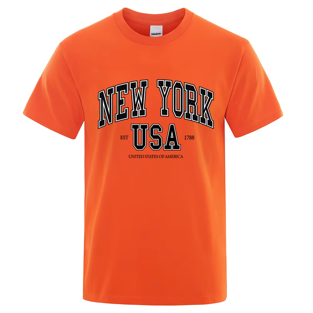 T-shirt à col rond pour homme, ample, en coton, surdimensionné, style Hip Hop, New York, Usa, Street City, 1788