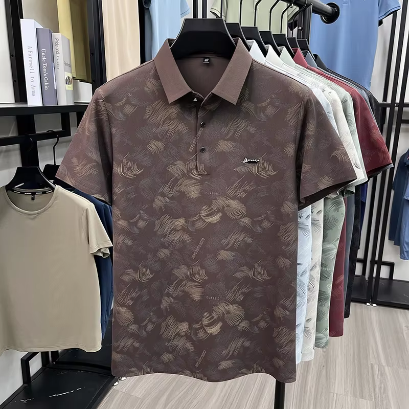 Polo brodé et imprimé avec logo minimaliste pour hommes