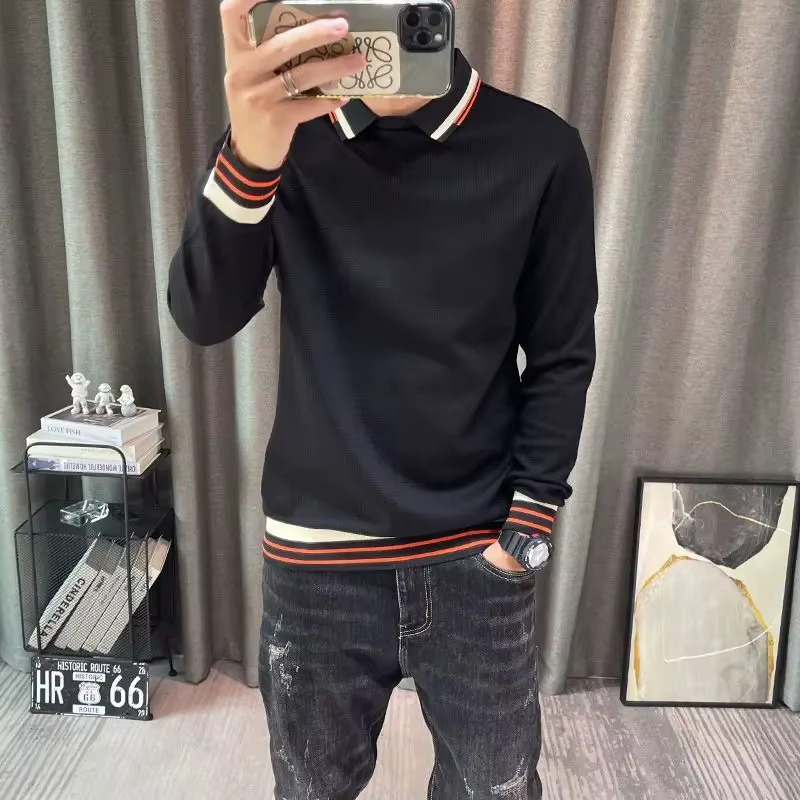 Polo moulant avec col pour homme