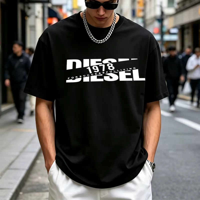 T-shirt Homme 2026 Style Diesel Imprimé 1978 Coton Décontracté Streetwear Mode Manches Courtes