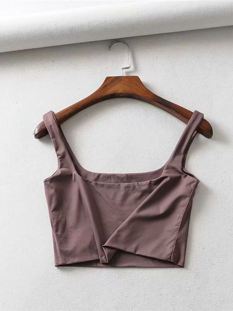 Offre spéciale 2024 été femmes Sexy hauts sans manche mode court col carré débardeurs 4 couleurs