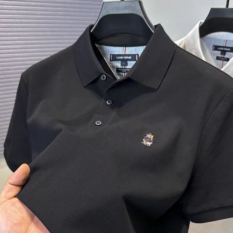 Polo à manches courtes pour hommes T-shirt respirant 100% coton marque haut de gamme ours de dessin animé
