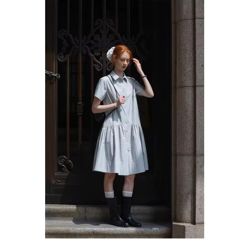 Robe chemise 2026, été, coupe ajustée, robe longue pour femmes