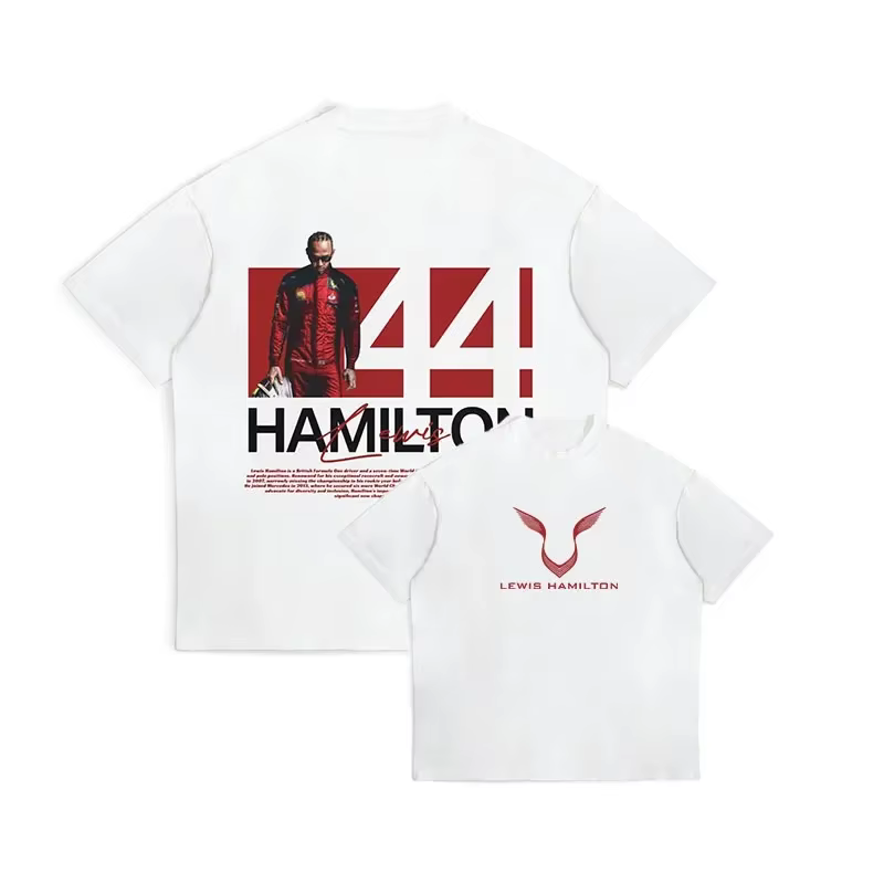 T-shirt de sport oversize pour homme été 2025 avec imprimé graphique Lewis Hamilton