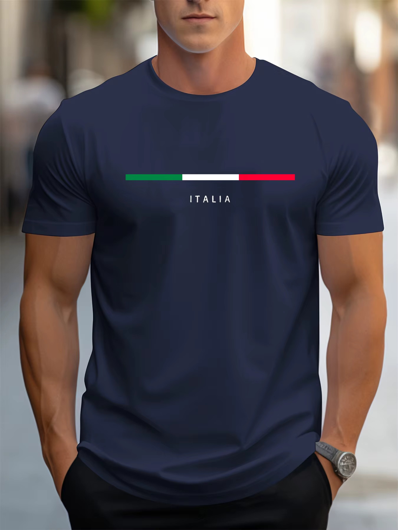 T-shirt classique à rayures vertes