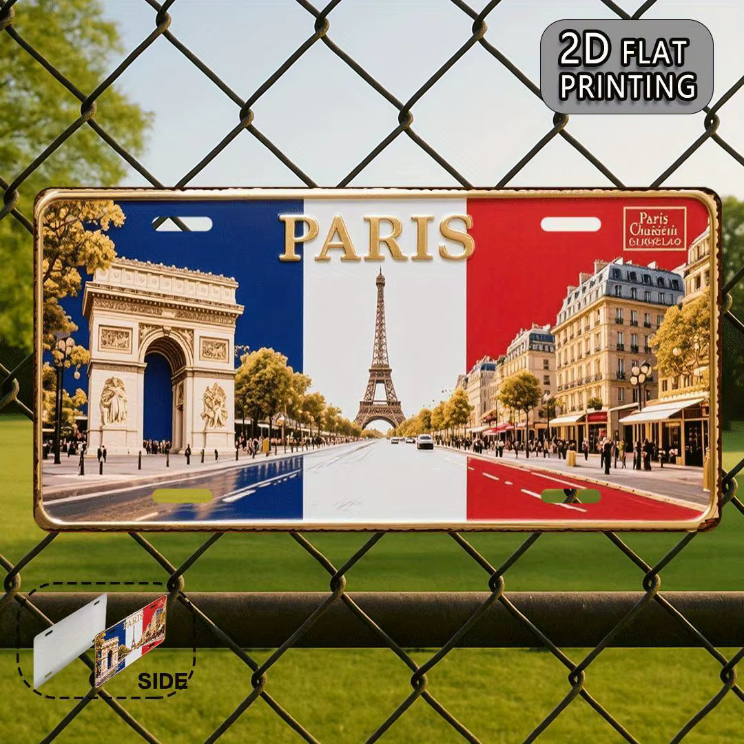 Impression, plaque d'immatriculation en aluminium en métal Vintage de Paris