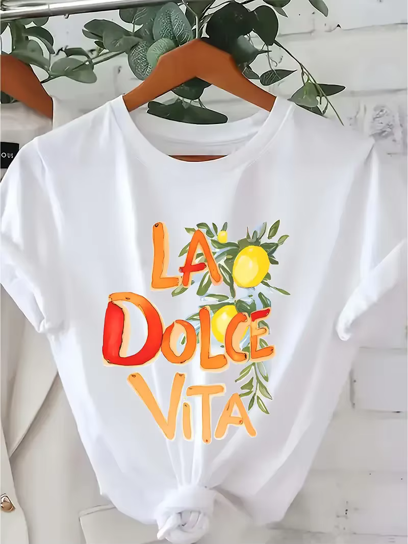 T-shirt à manches courtes imprimé citron La Dolce Vita