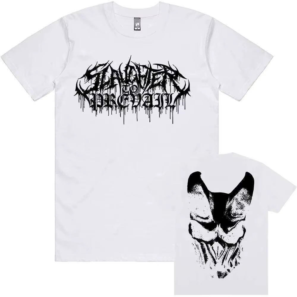 T-shirt graphique masque blanc Slaughter to Prevail Band Tee pour hommes et femmes