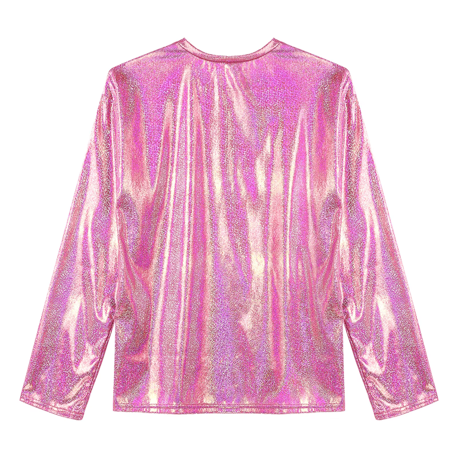T-Shirt métallique brillant à manches longues pour femmes