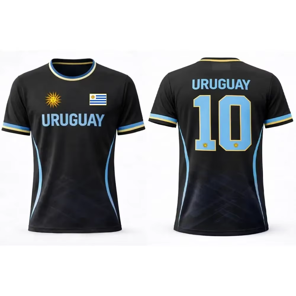 T-shirt unisexe Uruguay Sun Print en polyester respirant et confortable pour l'été