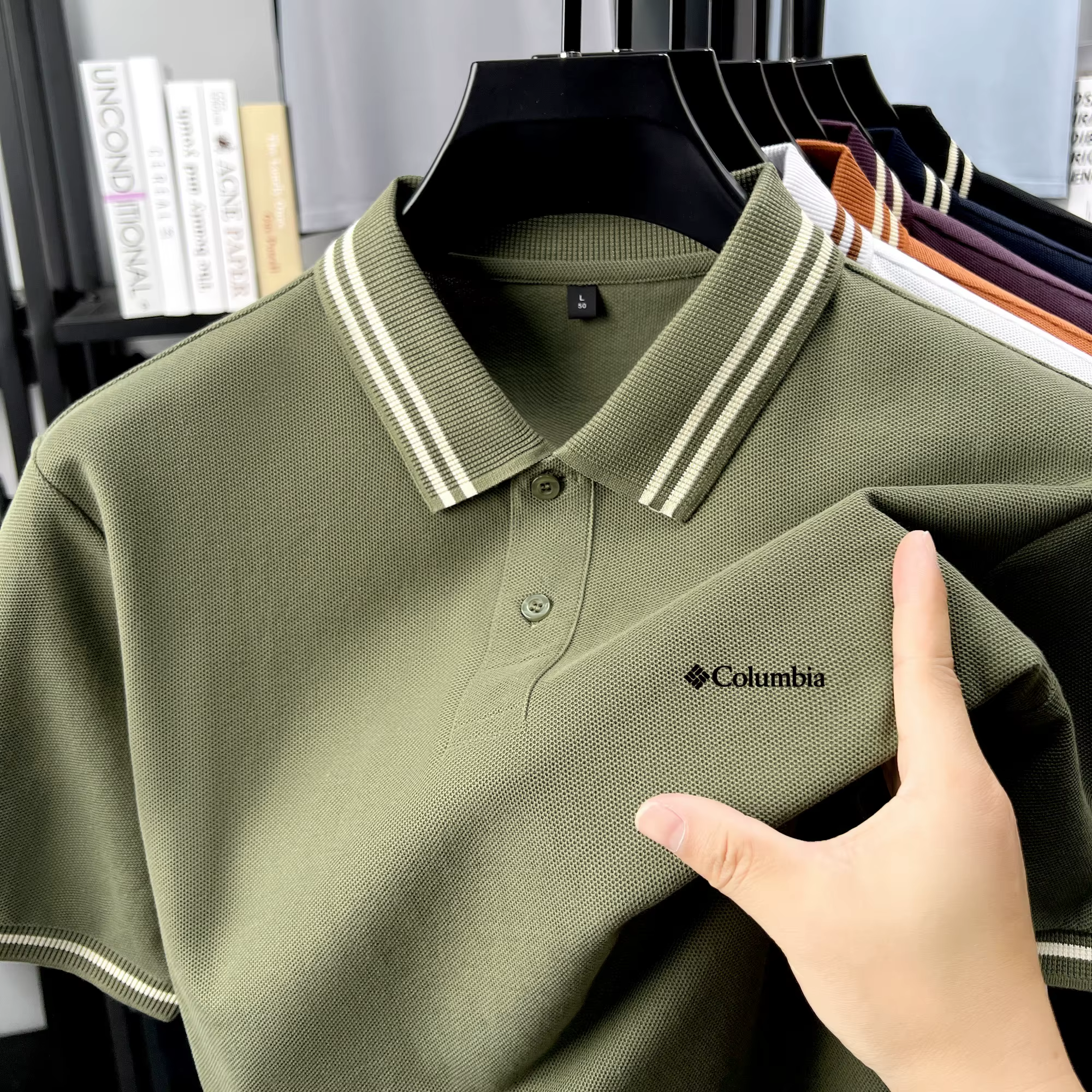 Polo classique pour homme à double bordure avec logo Columbia