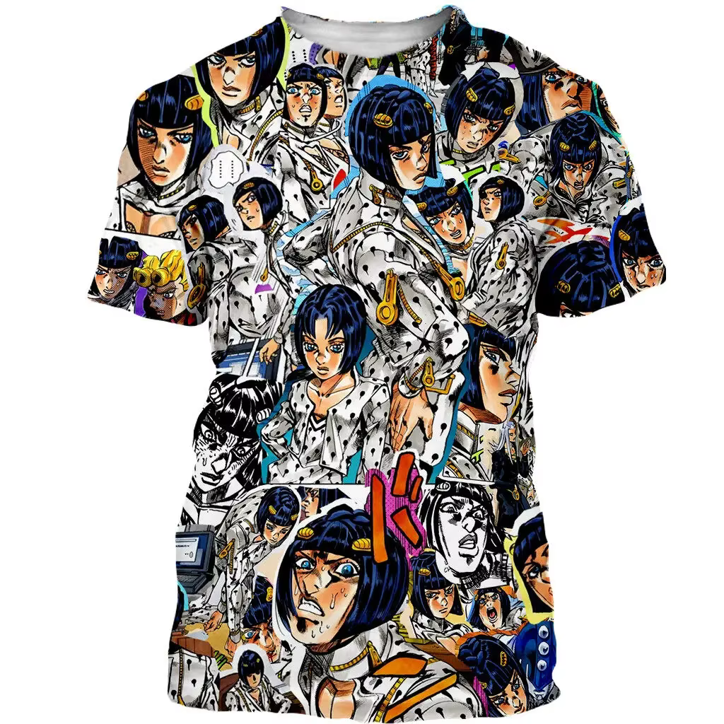 2024 Nouveau Jojo Bizarre Adventure T-Shirts Anime Manga Impression 3D Streetwear Hommes et Femmes Mode Surdimensionné