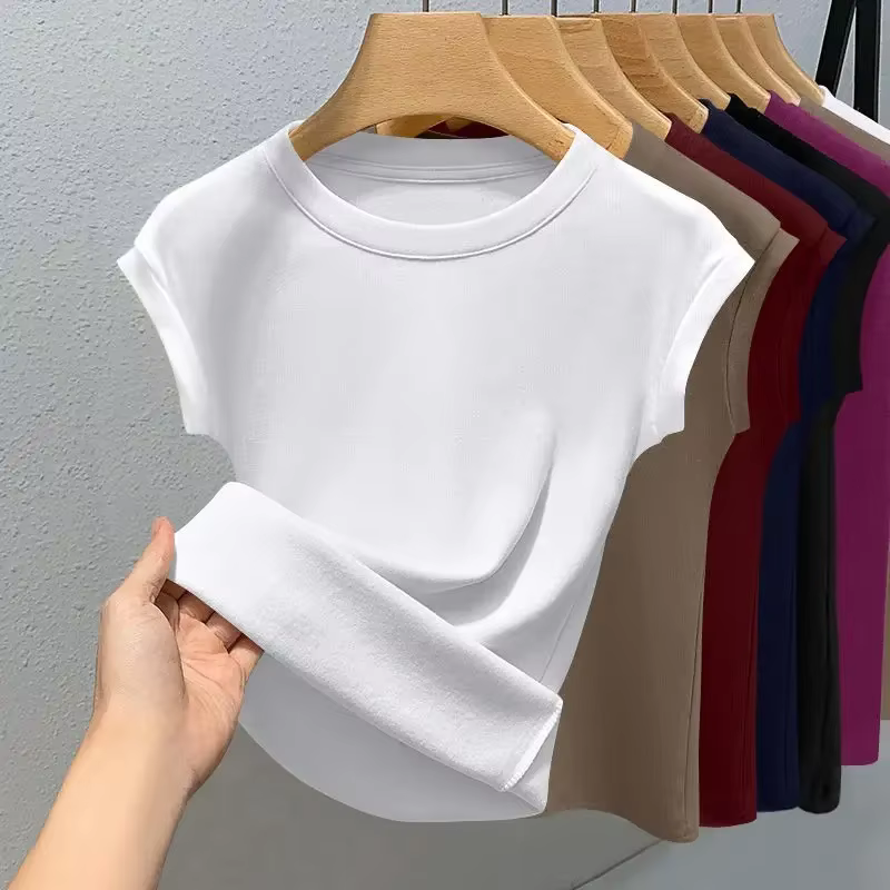 T-shirt sans manches côtelé pour femme