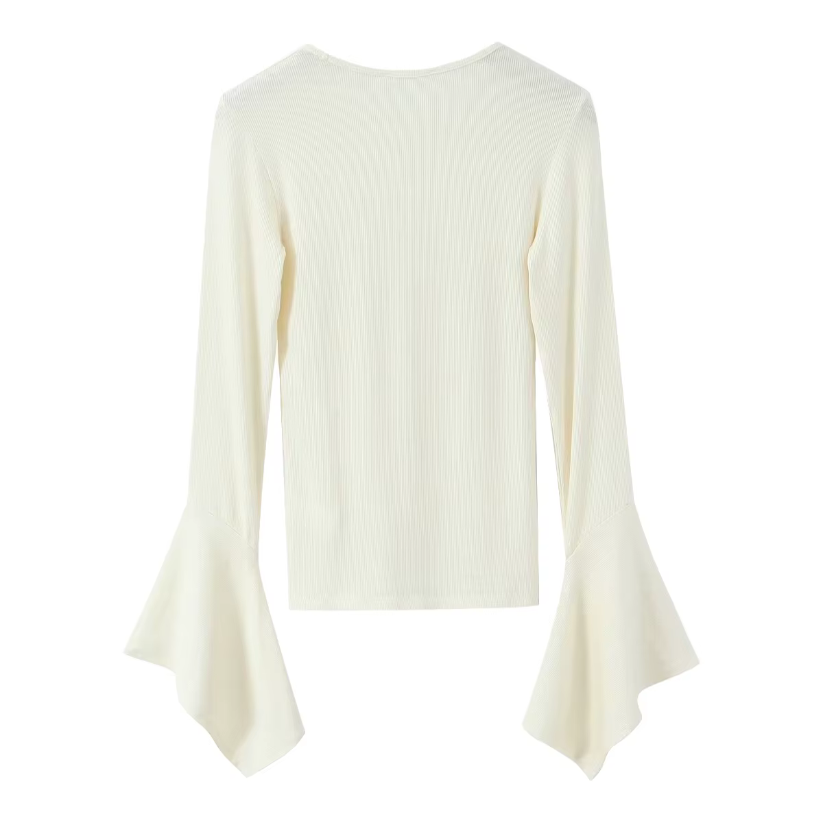 T-shirt noir à manches longues et col rond pour femme