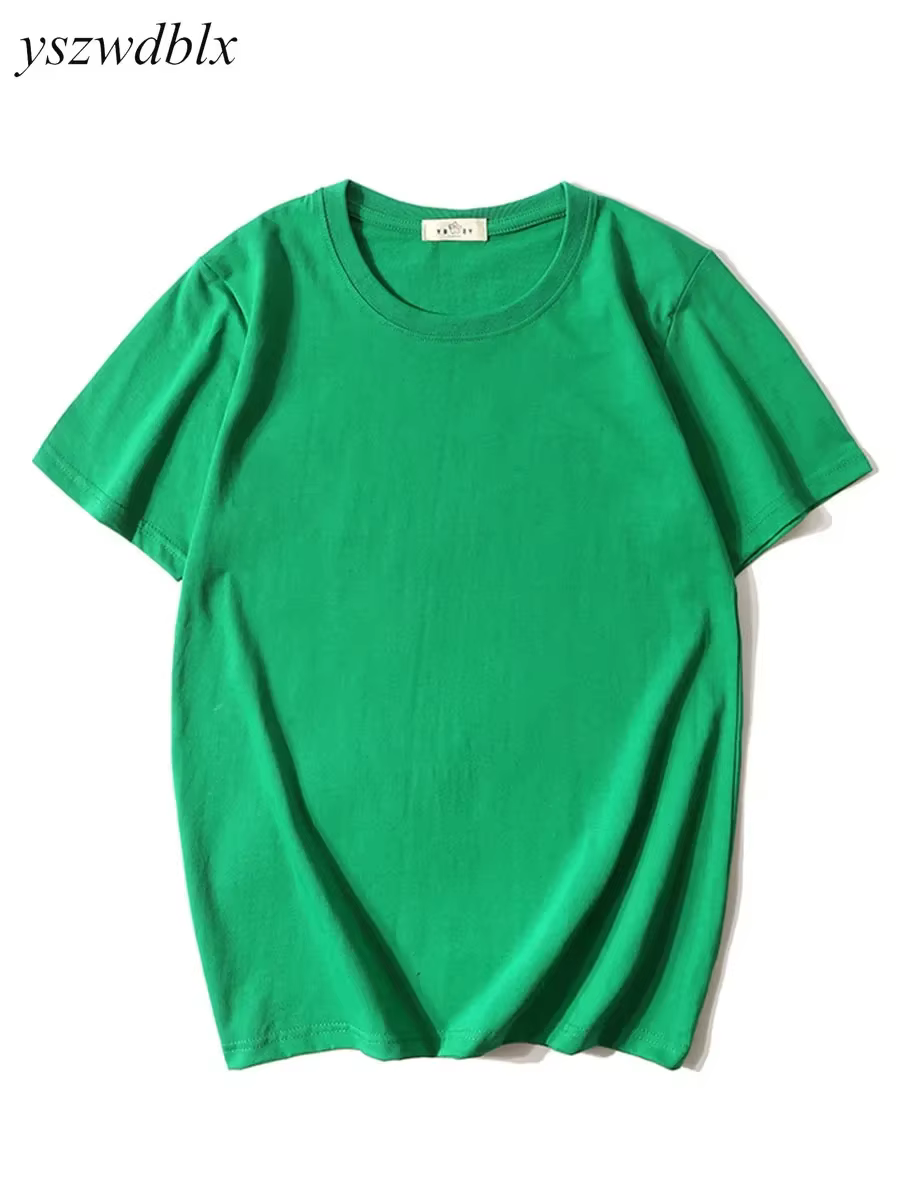 T-shirts YSZWDBLX pour femmes – Nouveauté été 2026 – Hauts décontractés à col rond en coton à manches courtes – Rouge