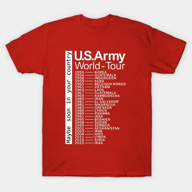 L'armée américaine World Tour T-Shirt 100% coton col rond été manches courtes décontracté hommes