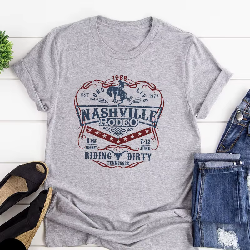 Nashville Rodeo Western graphique T-Shirt femme Vintage Cowgirl Tennessee pays musique