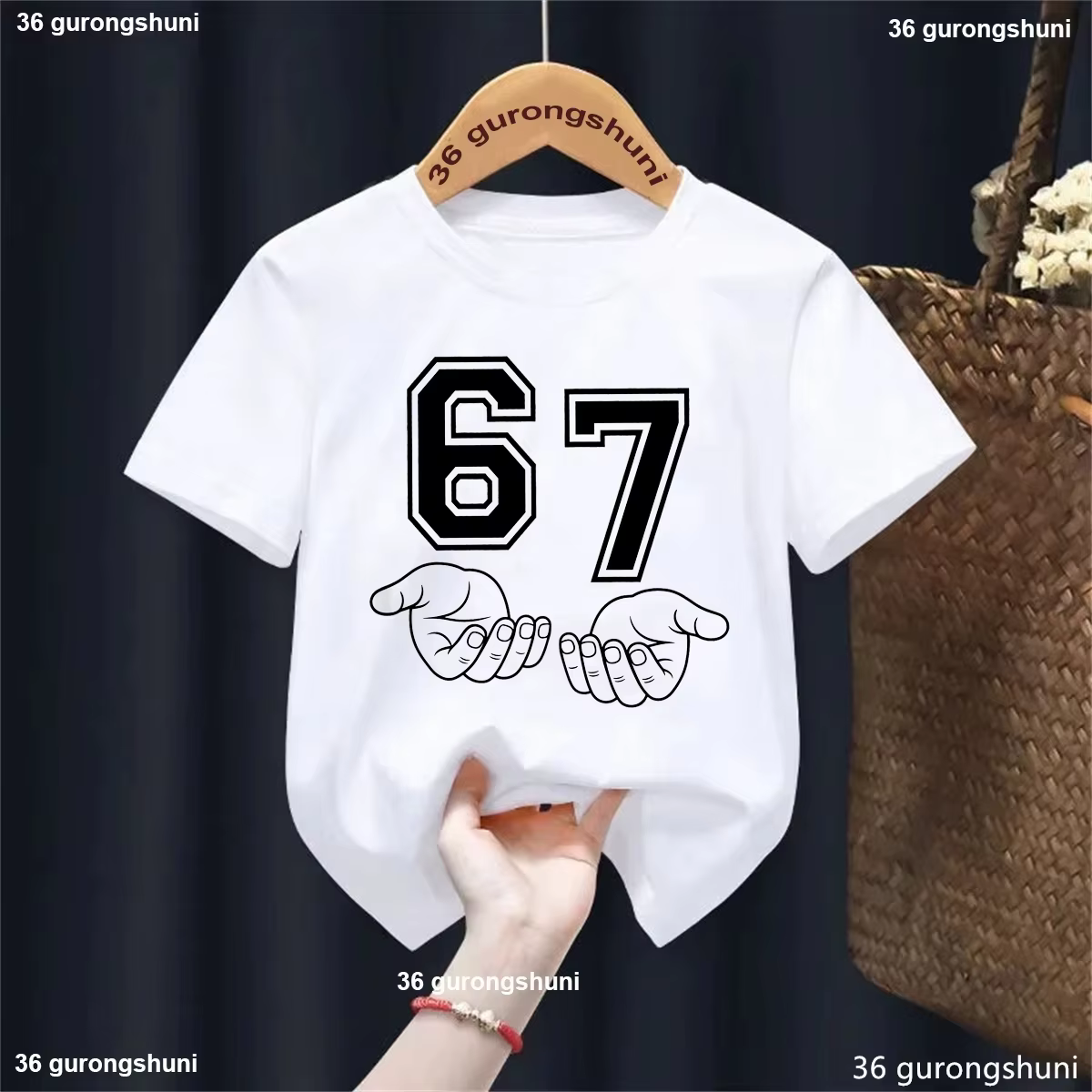T-shirt imprimé coloré à thème 67 pour enfants