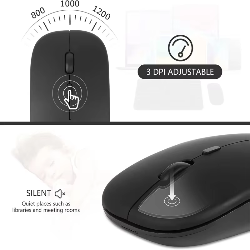Souris de jeu sans fil, Compatible Bluetooth (Dual Mode: BT + 2.4Ghz), ergonomique et Rechargeable, pour PC/ordinateur portable/Macbook ﻿