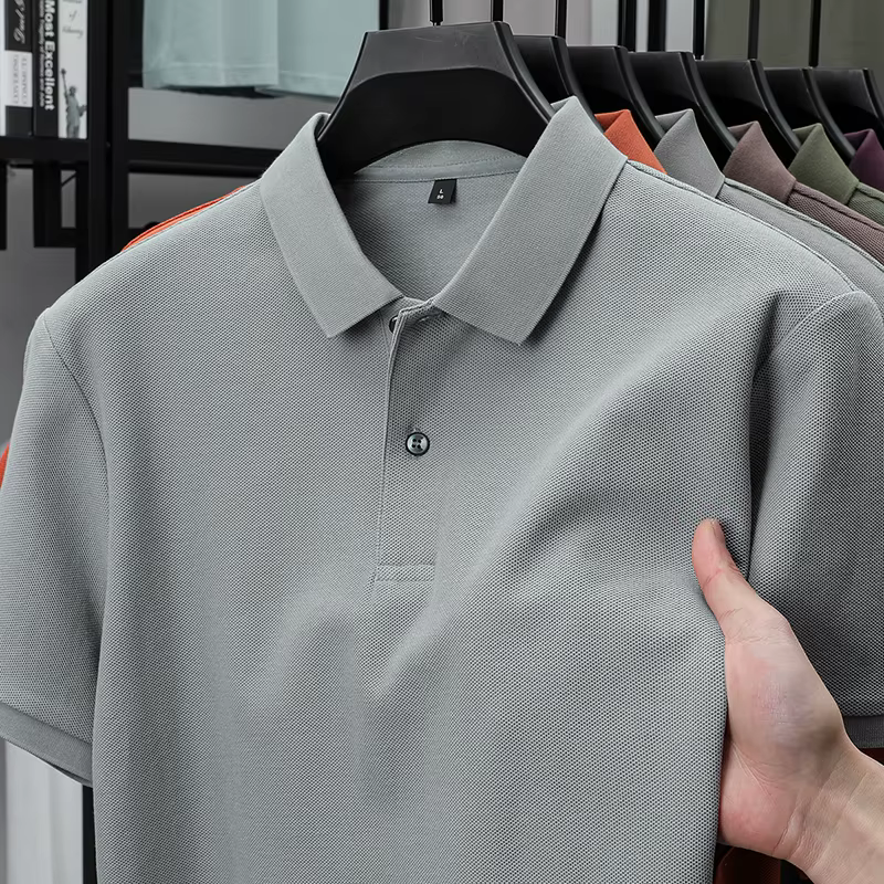 Haut de gamme 100% coton hommes manches courtes polo shirt revers top été nouveau affaires respirant t t