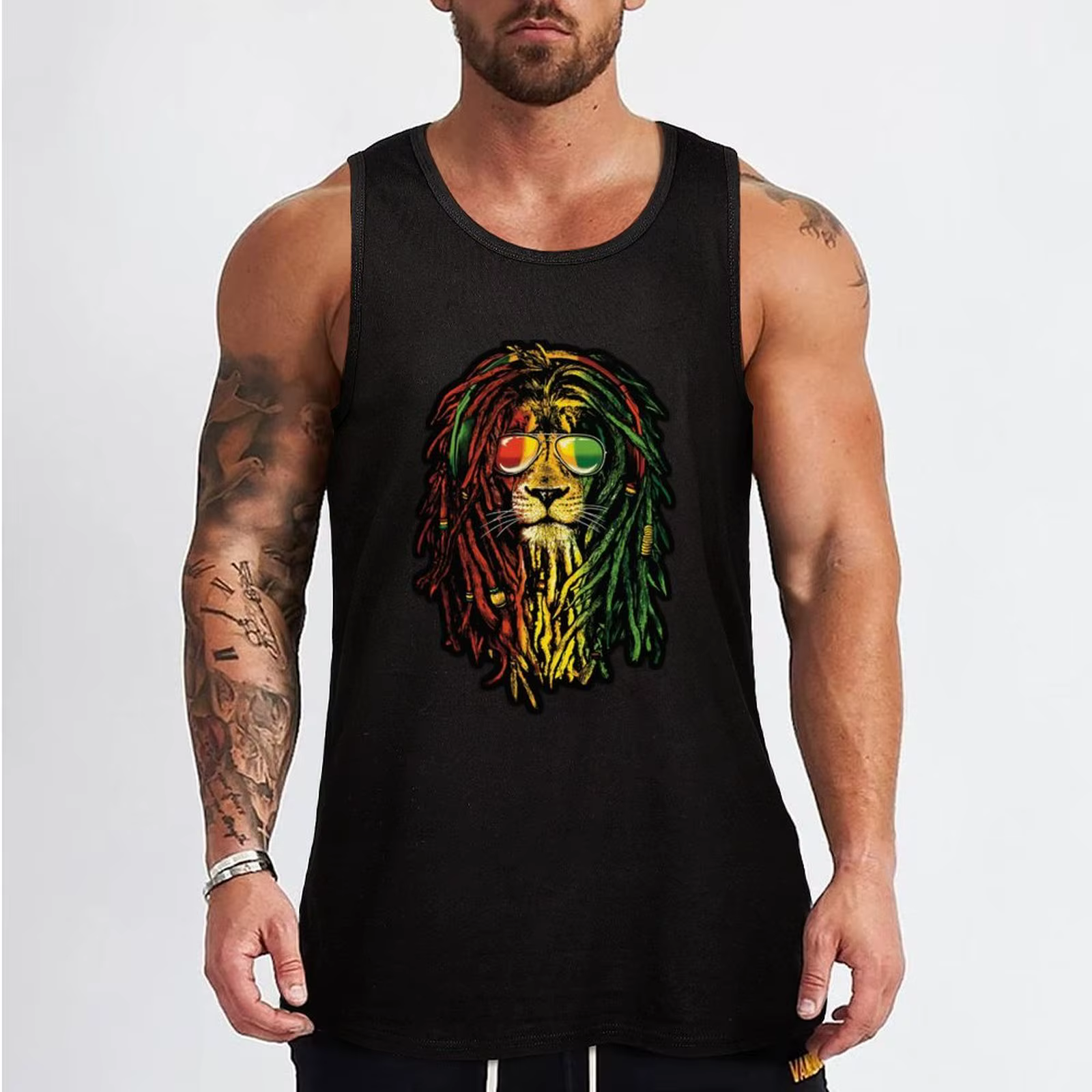 T-shirt Bob Marley Lion | Débardeur de sport coupe athlétique, idéal pour la gym et l'entraînement