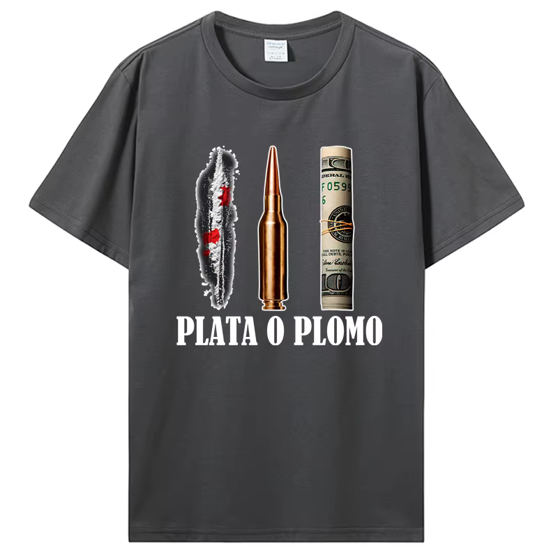 T-shirt pour homme, couleur argent ou plomb, EL Patron
