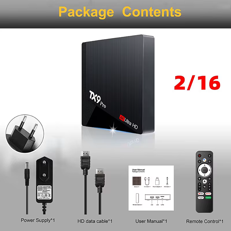 Boîtier IPTV Android 2026 le plus récent 4K 2+16 Go Double WiFi 4G 5G TX9 PRO Boîtier TV intelligent