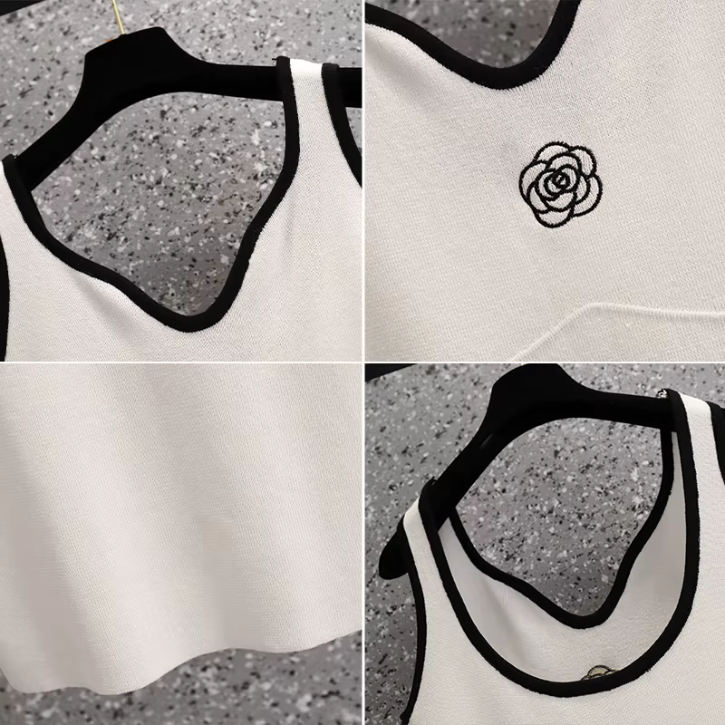 T-shirt sans manches à fleurs blanches pour femmes