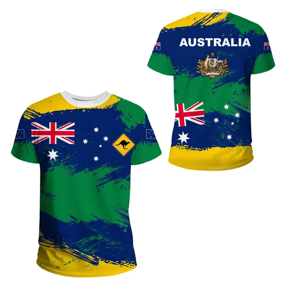 Été australie drapeau graphique t-shirts hommes mode sport à manches courtes t-shirt ample équipe de Football australienne unisexe hauts